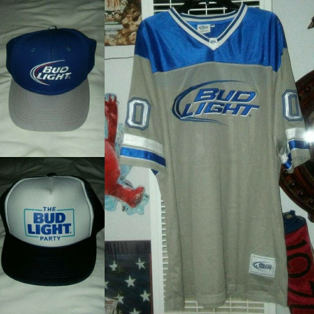 Im selling Bud light Jersey with two hat